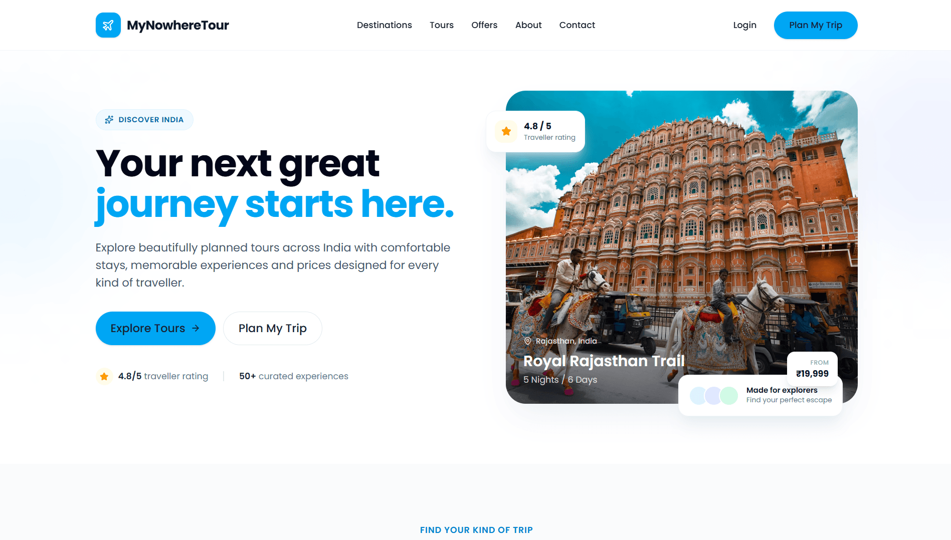 MyNowhereTour Travel & Tourism project
